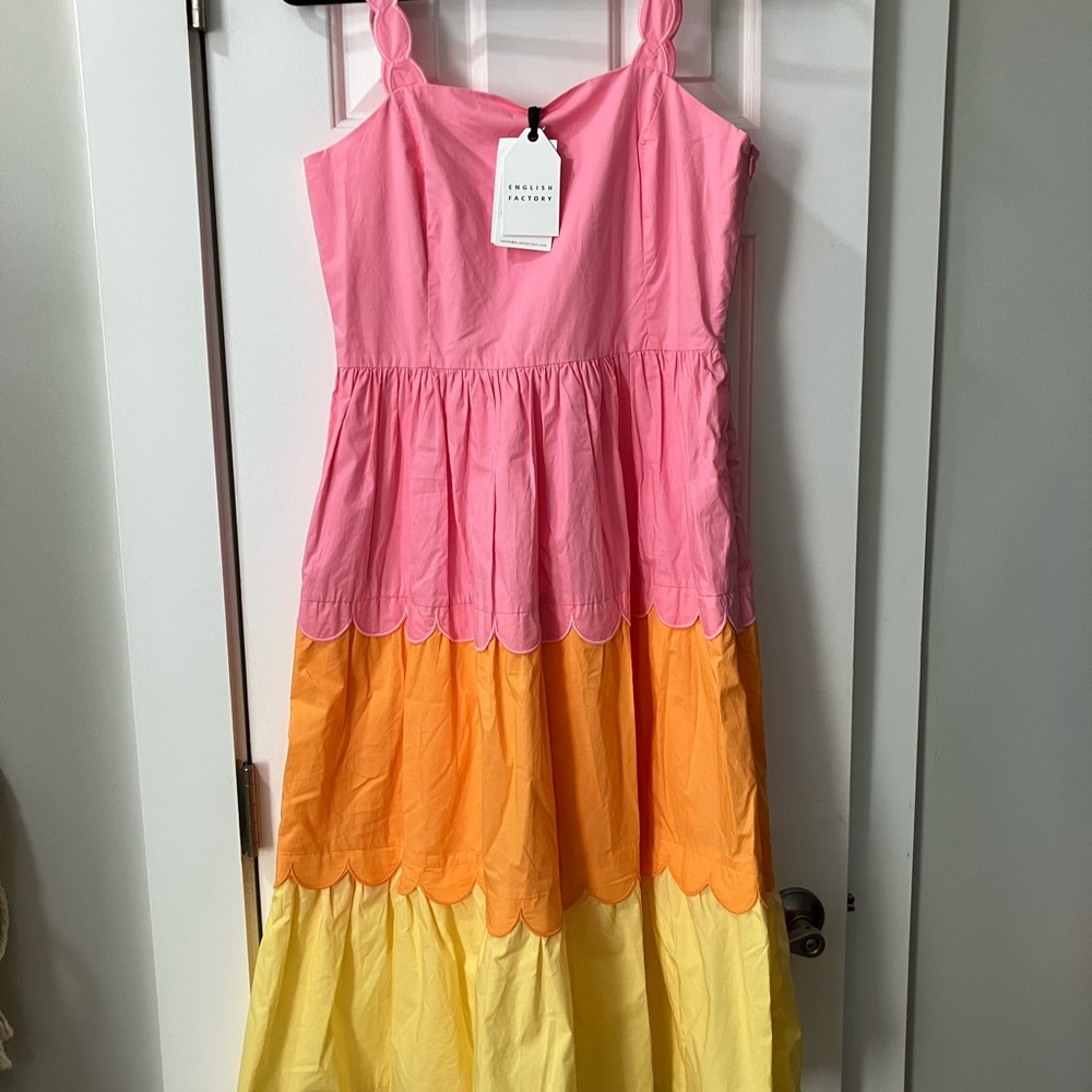 English Factory Women's Midi Dress - Pink, Orange, Yellow